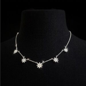Silver & Gold Tone Starburst Necklace GUC